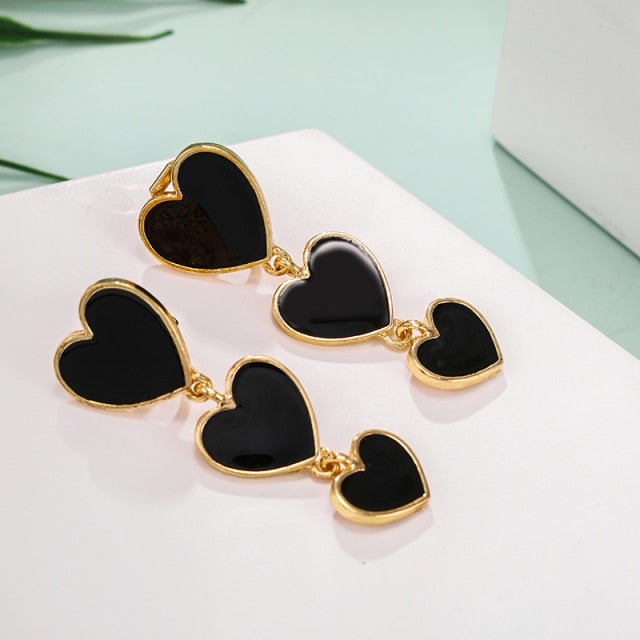 Three Layered Heart Clip on Earrings