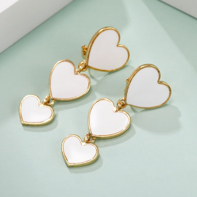 Three Layered Heart Clip on Earrings