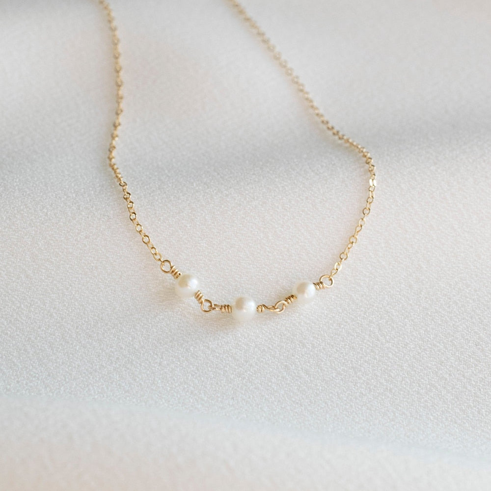 14K Gold Handmade Pearl Pendant Necklace