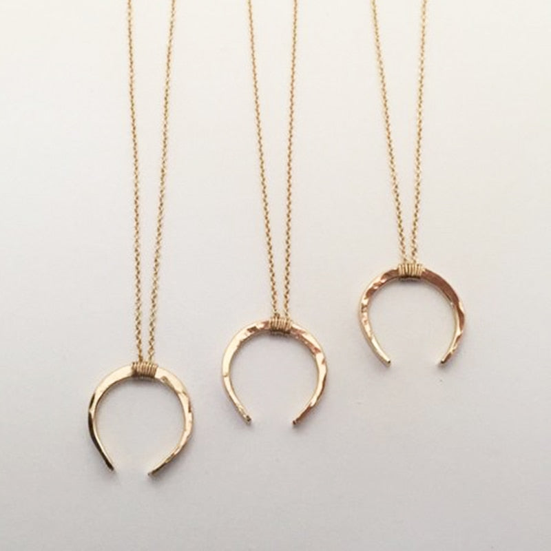14K Gold Handmade Moon Necklace