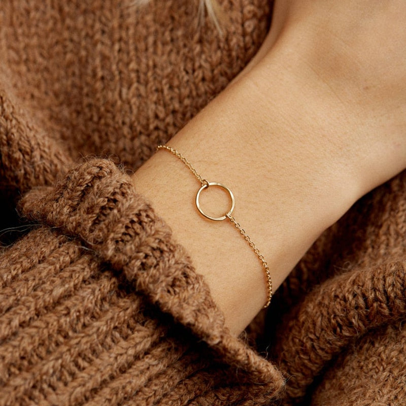 14K Gold Handmade Circle Bracelet