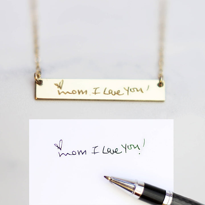 14k Gold Handwriting Necklace Actual Handwriting Handmade Gold Filled Necklace