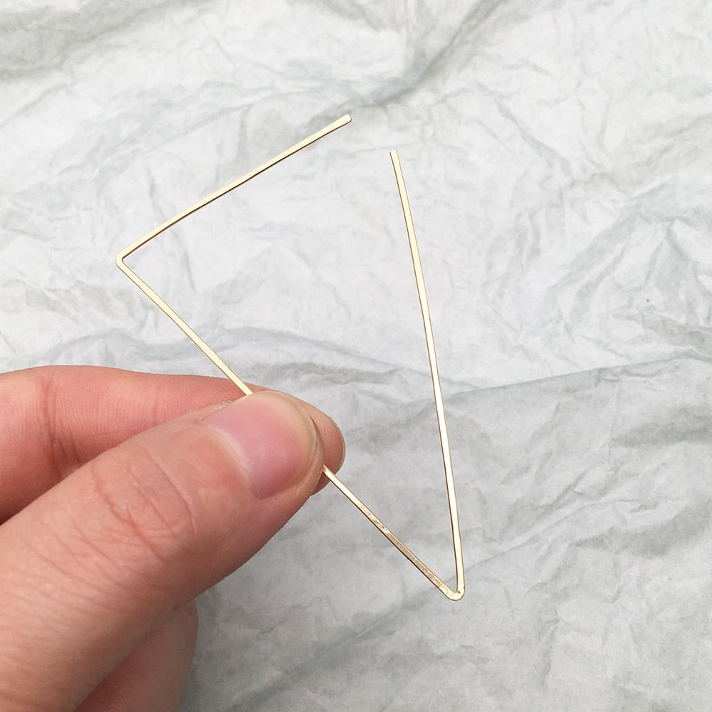 14K Gold Handmade Triangle Earrings