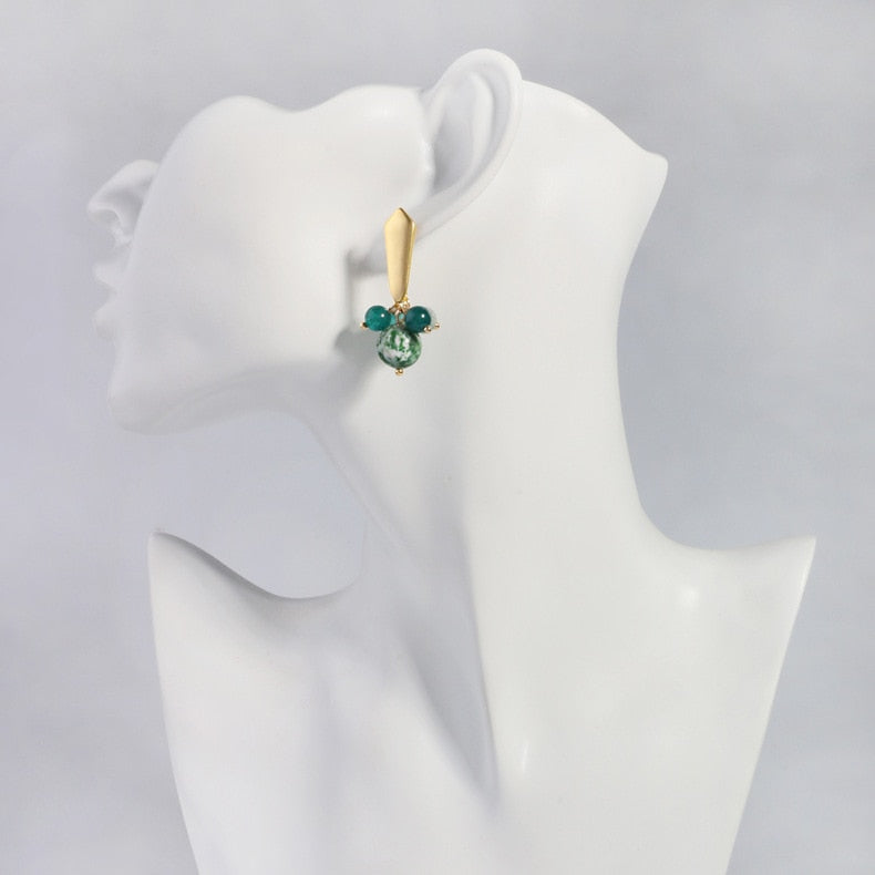 Natural Stone Clip on Earrings