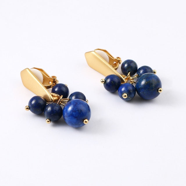 Natural Stone Clip on Earrings