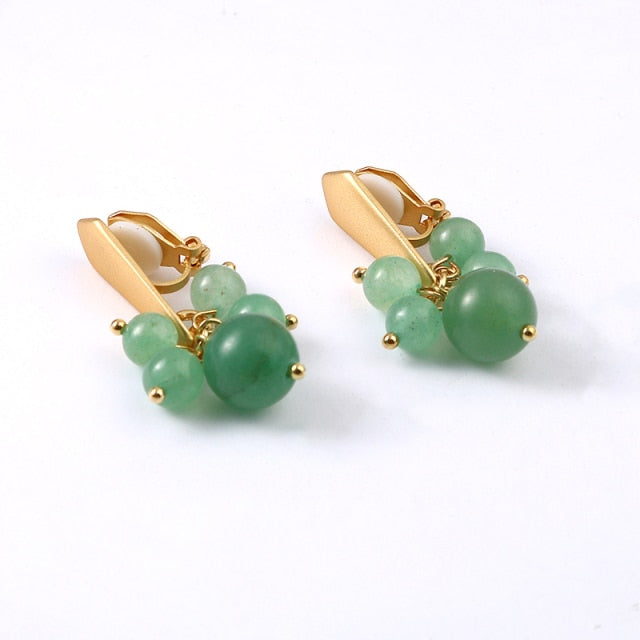 Natural Stone Clip on Earrings