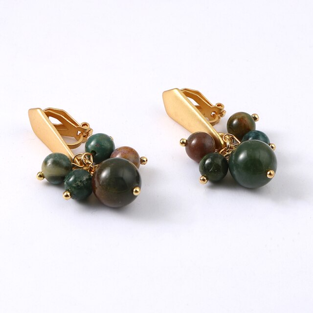 Natural Stone Clip on Earrings