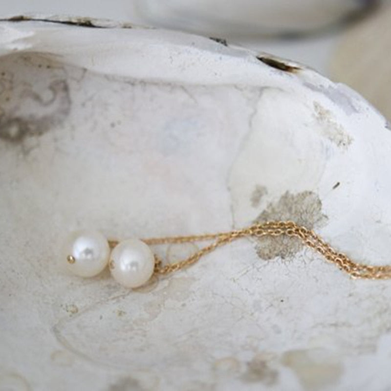 14K Gold Handmade Pearl Drop Earrings