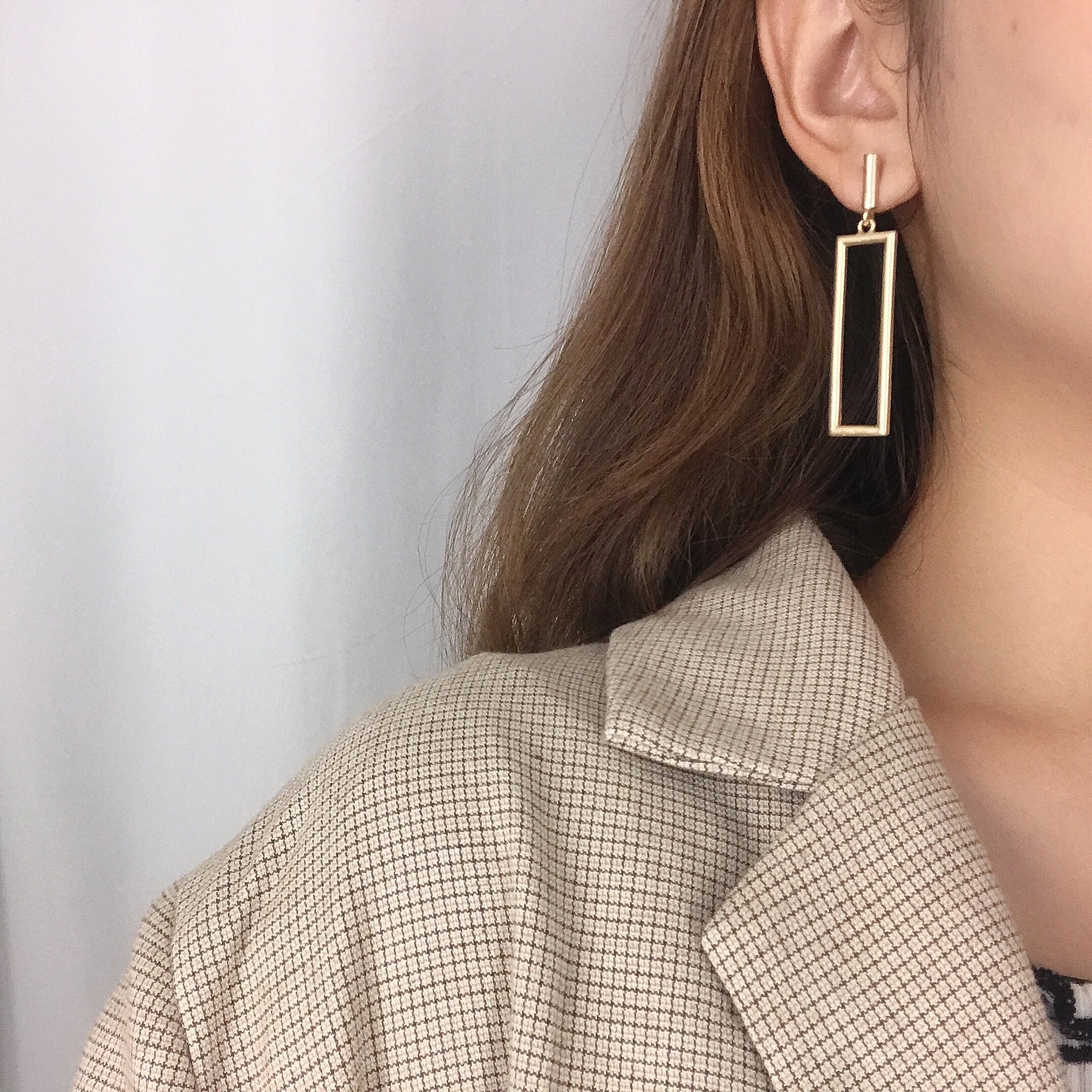 Vintage Style Gold Square Geometric Clip on Earrings