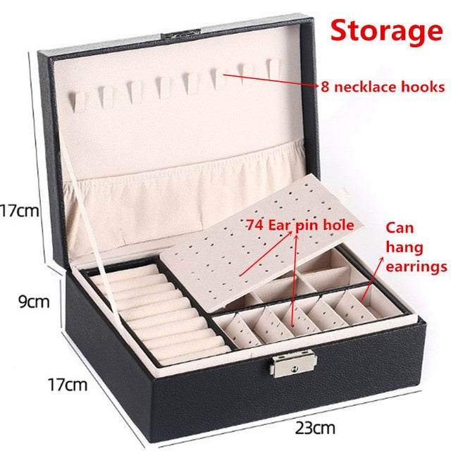 Leather Jewellery Box Travel Jewellery Organizer Multifunction Necklace Earrings Ring Storage Box