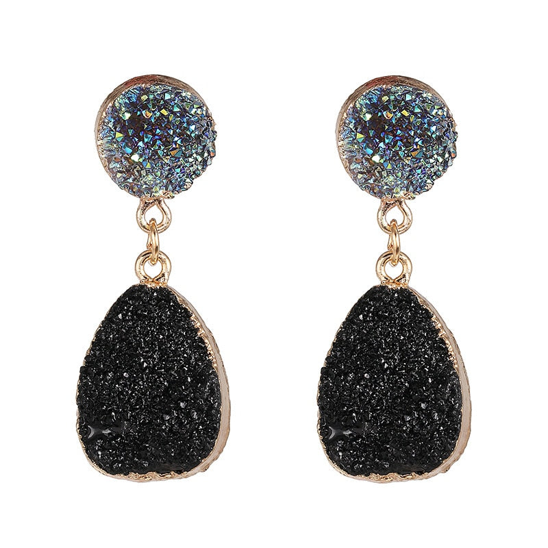 Bohemian Druzy Resin Stone Clip on Earrings