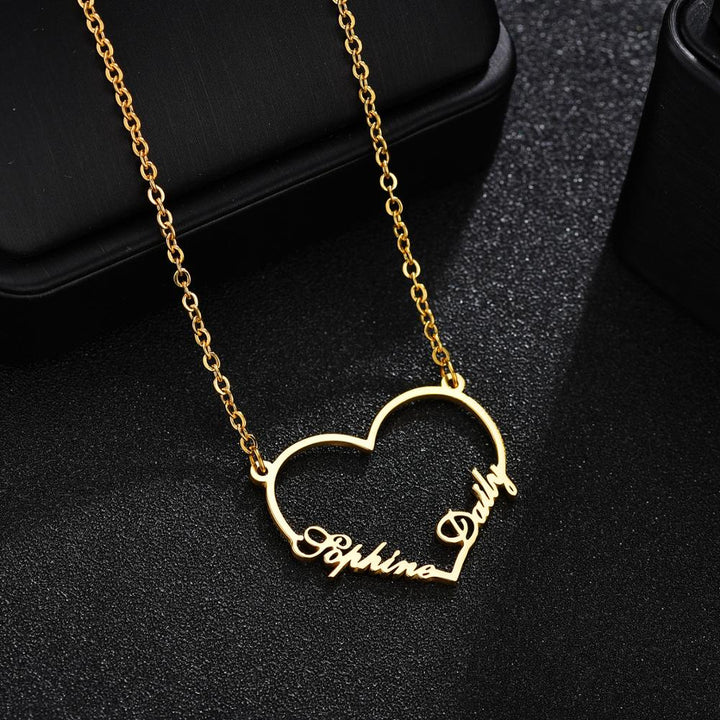 Customised Two Names on Heart Necklace