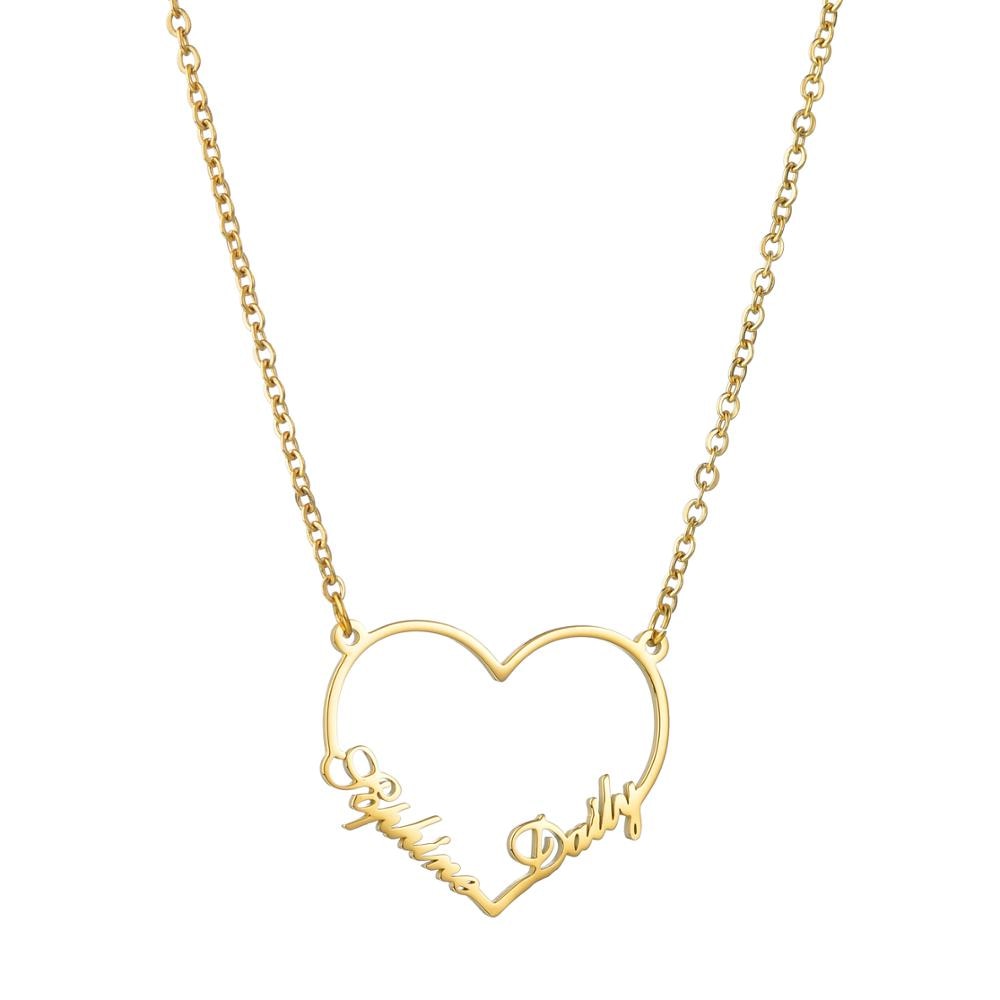 Customised Two Names on Heart Necklace