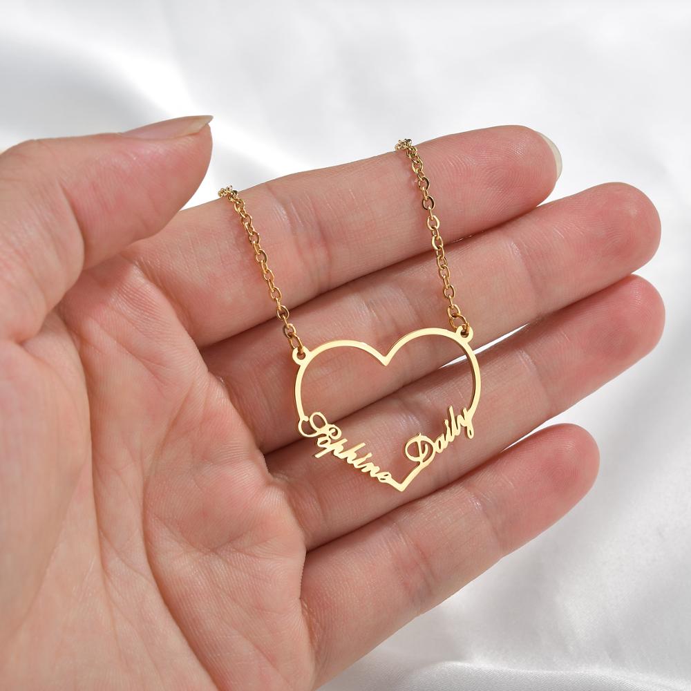 Customised Two Names on Heart Necklace