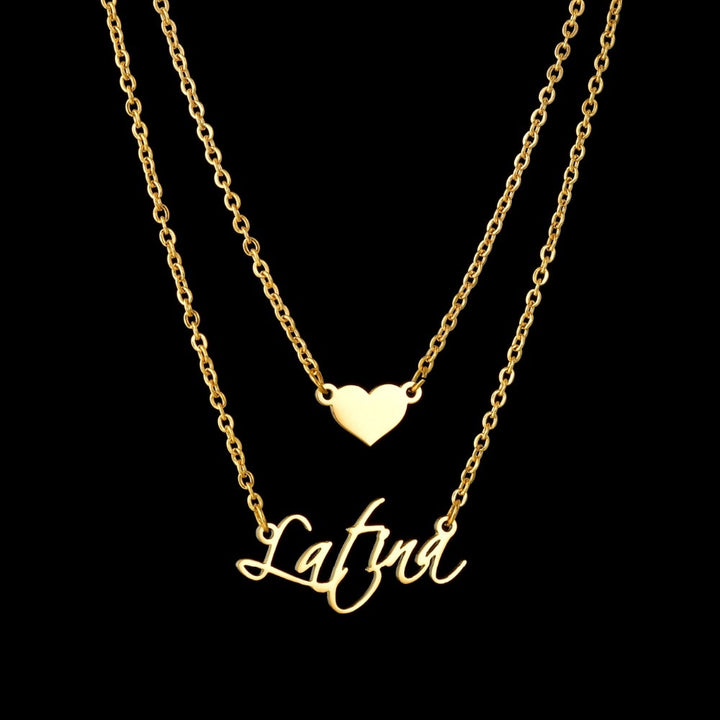 Minimal Personalised Name Necklace with Double Layer