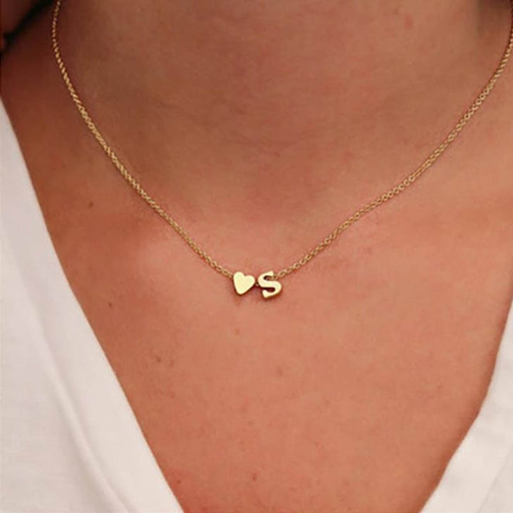 Tiny Heart Dainty Initial Letter Name Necklaces Choker Chain Necklace