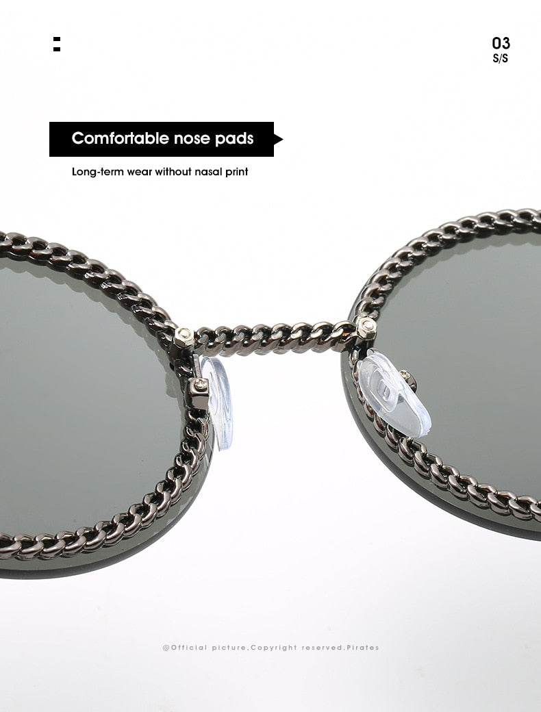 Rimless Round Sunglasses - Gray / Pink