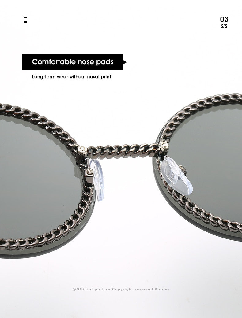 Rimless Round Sunglasses - Gold / Pink