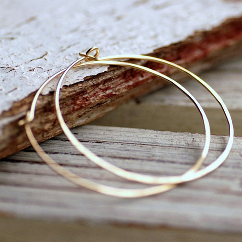 14K Gold Handmade Filled Hoop Earrings