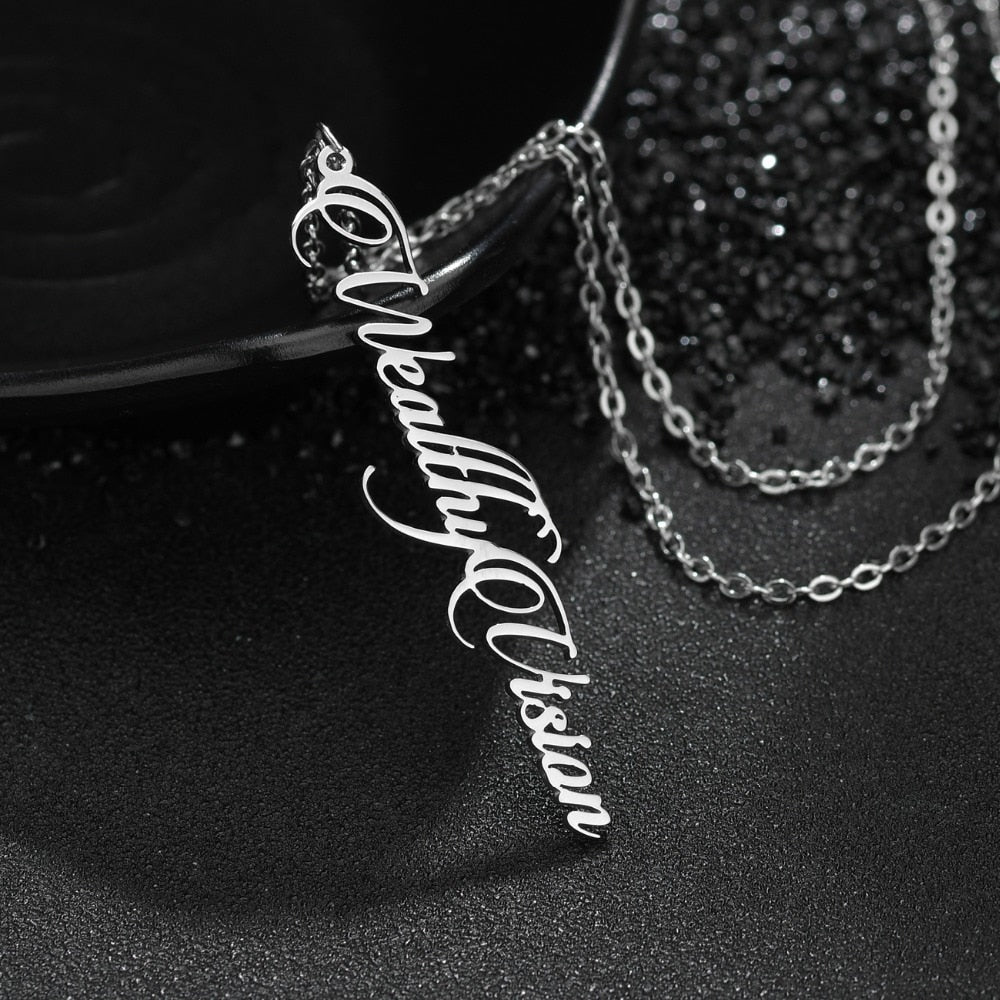 Name Necklace - Letter Vertical Pendant