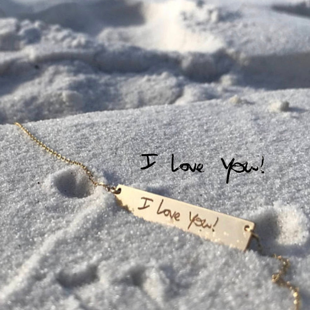 14k Gold Handwriting Necklace Actual Handwriting Handmade Gold Filled Necklace
