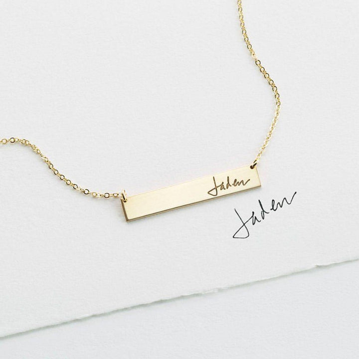 14k Gold Handwriting Necklace Actual Handwriting Handmade Gold Filled Necklace