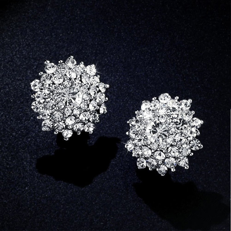 Luxury Big Crystal Clip On Earrings