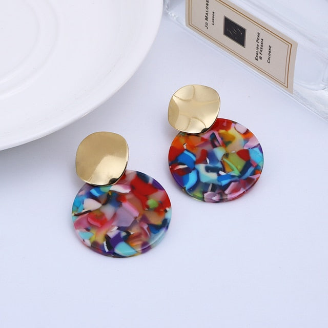 Resin Round Clip On Earrings