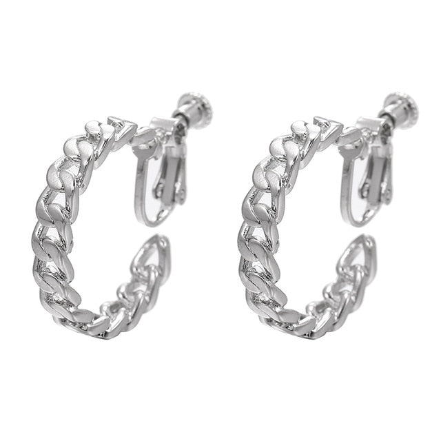 Link Chain Clip On Earrings