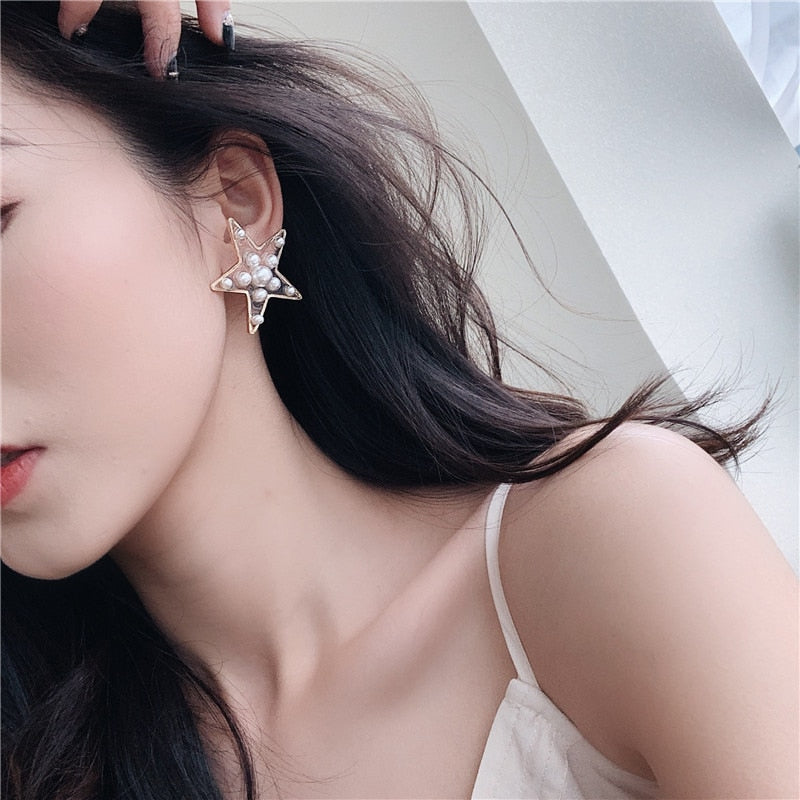 Irregular Big Stars & Heart Clip on Earrings