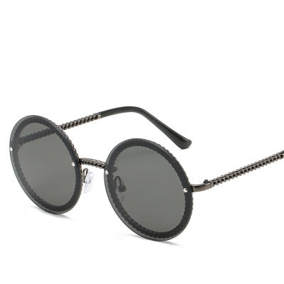 Rimless Round Sunglasses - Black / Black