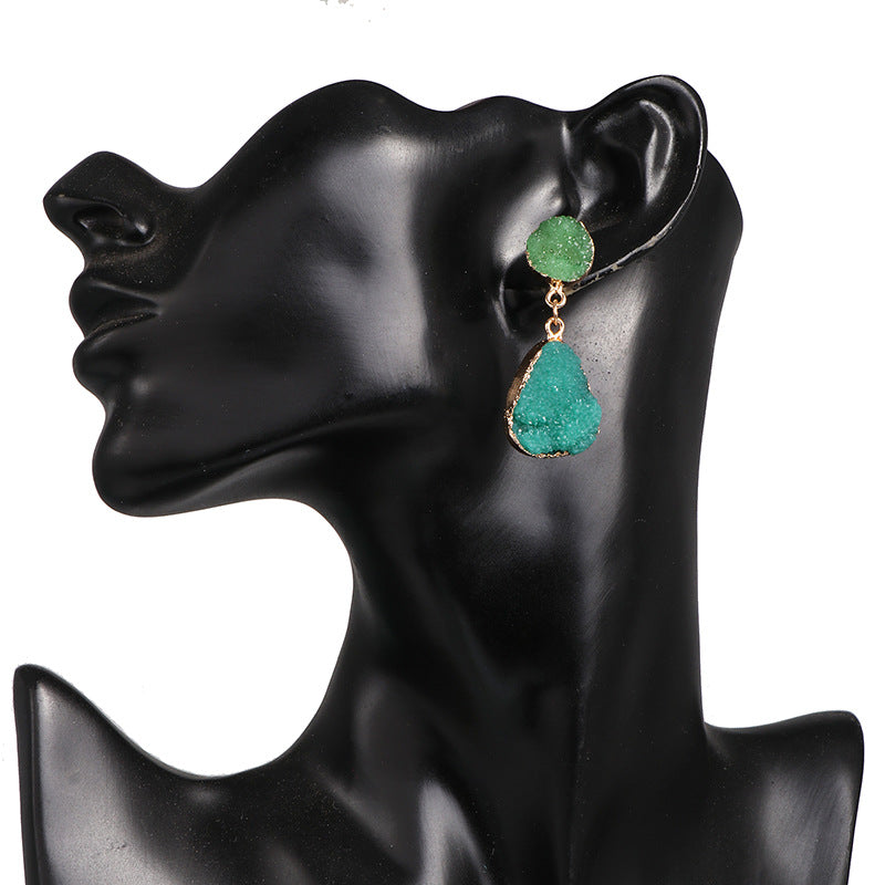 Bohemian Druzy Resin Stone Clip on Earrings