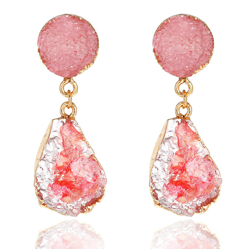 Bohemian Druzy Resin Stone Clip on Earrings