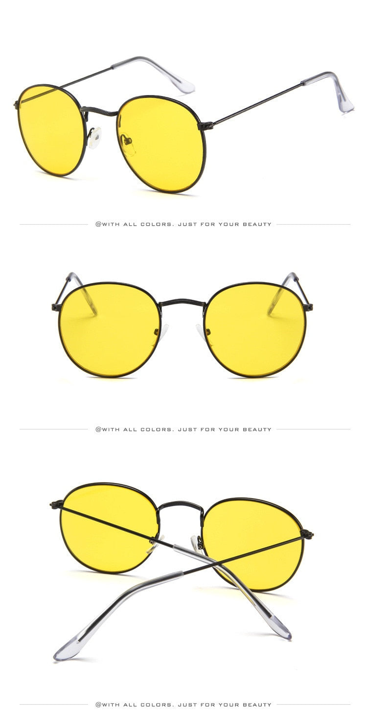 Classic Round Sunglasses - Black / Yellow