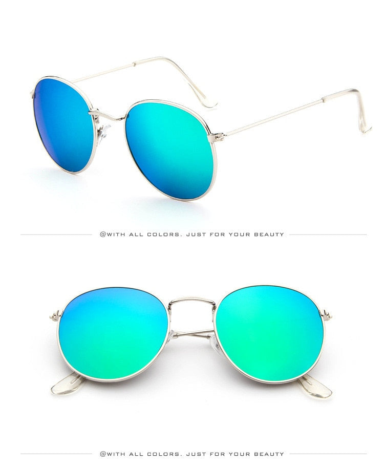 Classic Round Sunglasses - Silver / Green