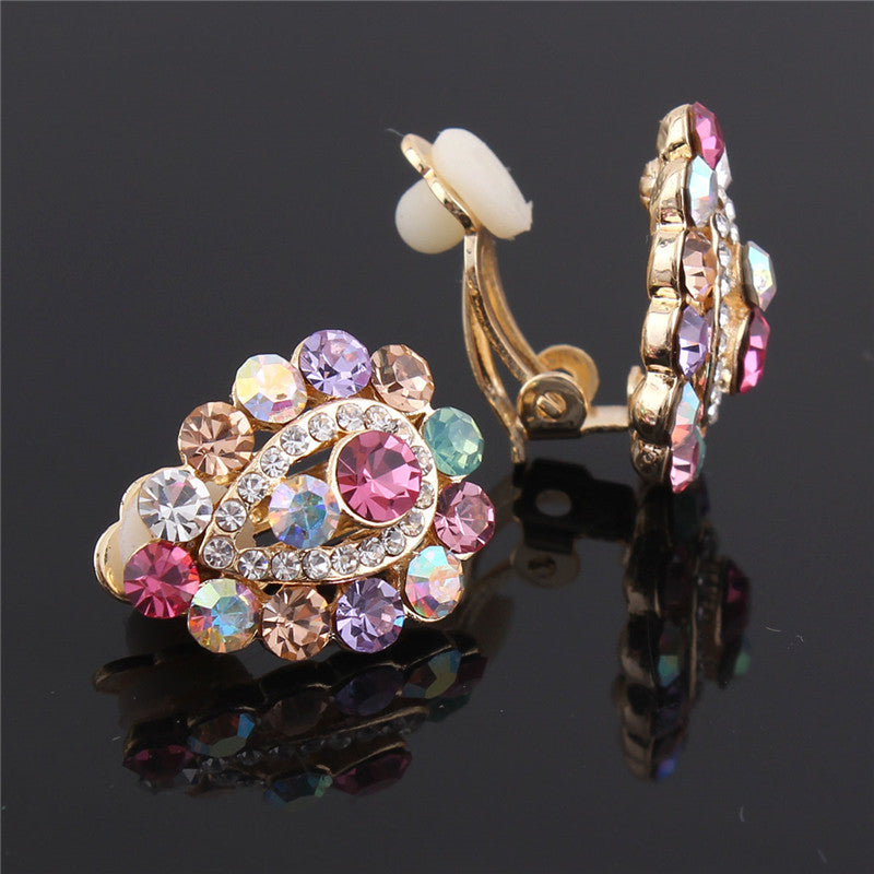 Crystal Waterdrop Clip on Earrings