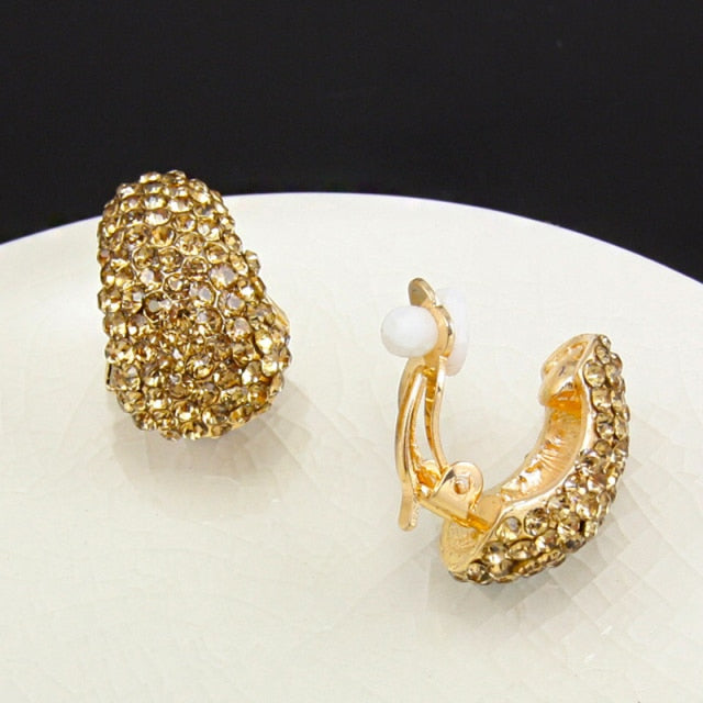 Elegant Crystal Clip on Earrings