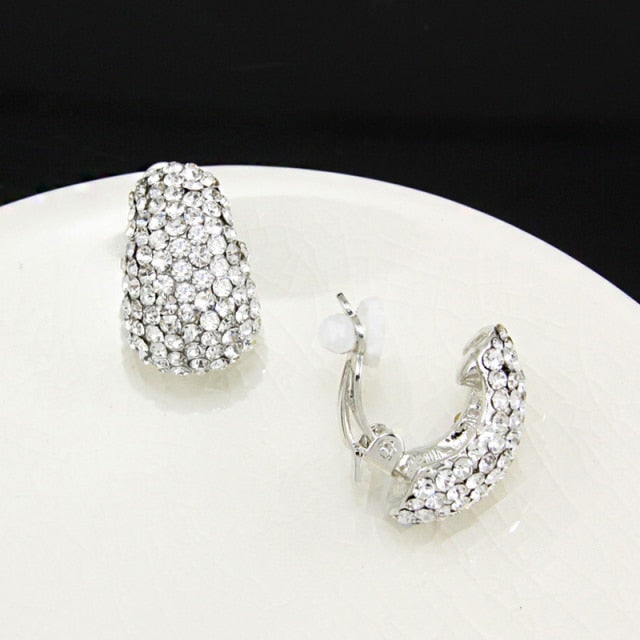 Elegant Crystal Clip on Earrings
