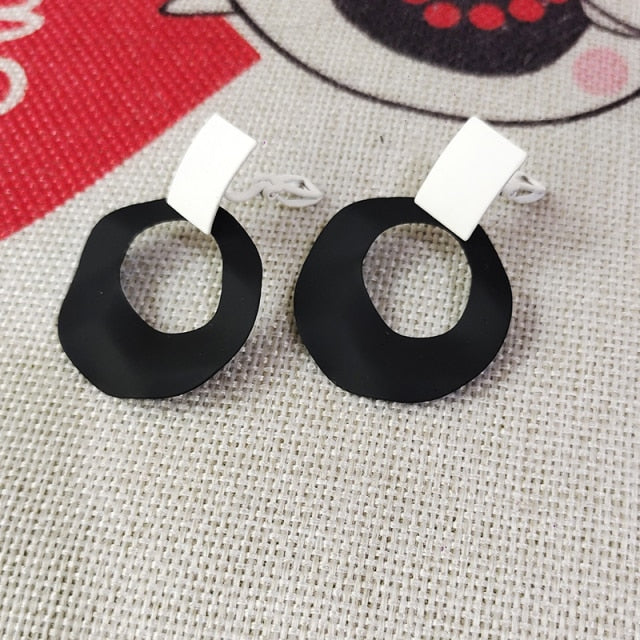 Black White Clip on Earrings