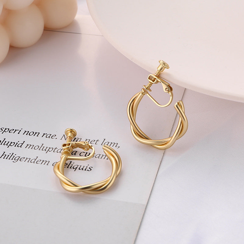 Small Twisted Hoop Clip on Earrings