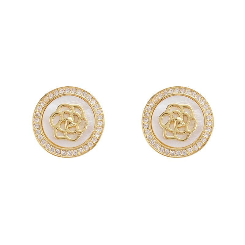 White Rose Clip on Earrings