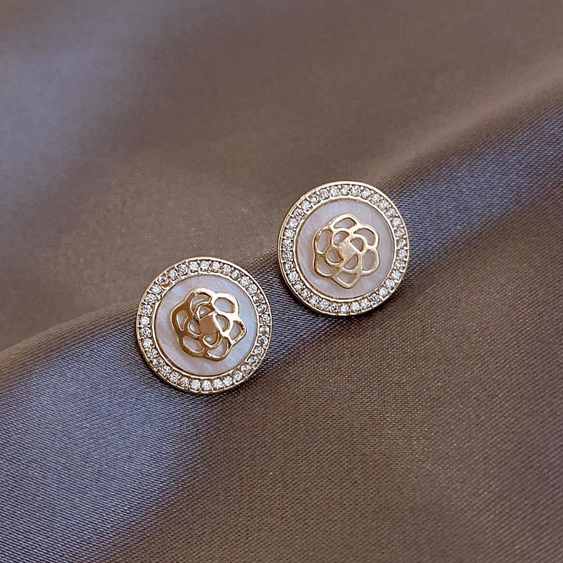White Rose Clip on Earrings