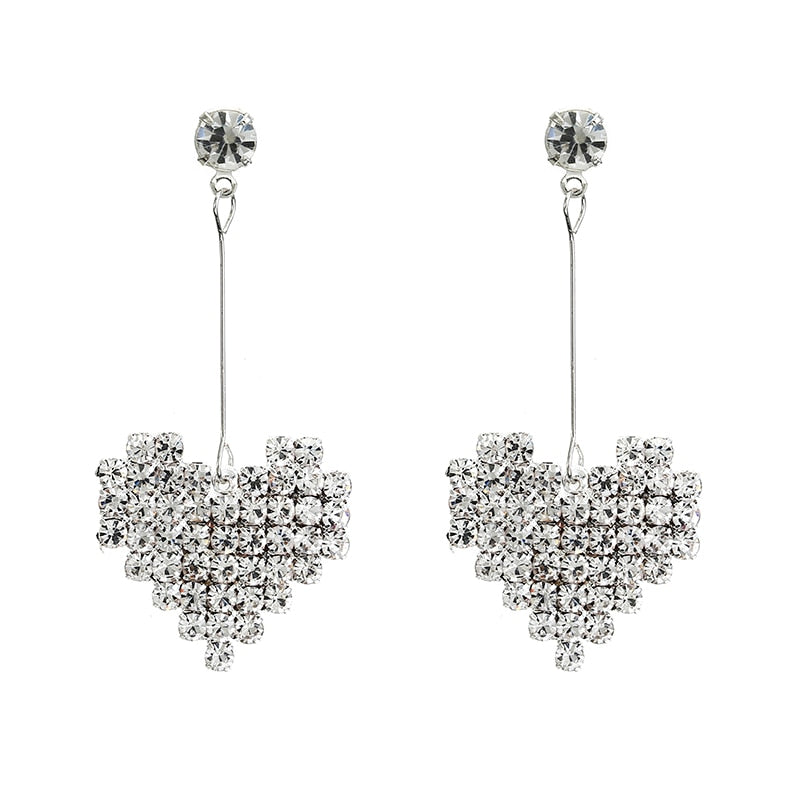 Crystal Heart Clip On Earrings