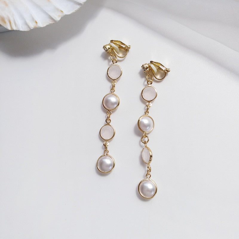 Long Tassel Clip on Earrings