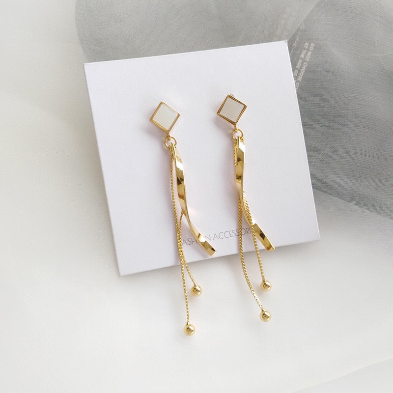 Gold Geometric Square Clip on Earrings