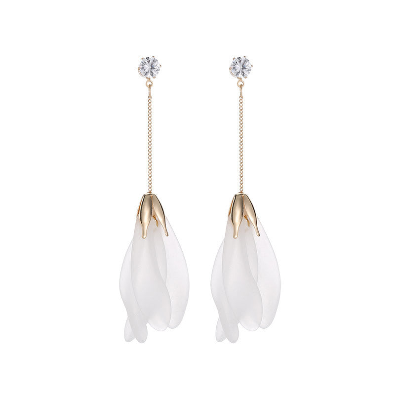 White Tulip Clip on Earrings