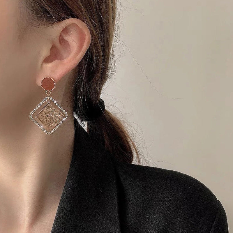 Geometric Crystal Clip on Earrings
