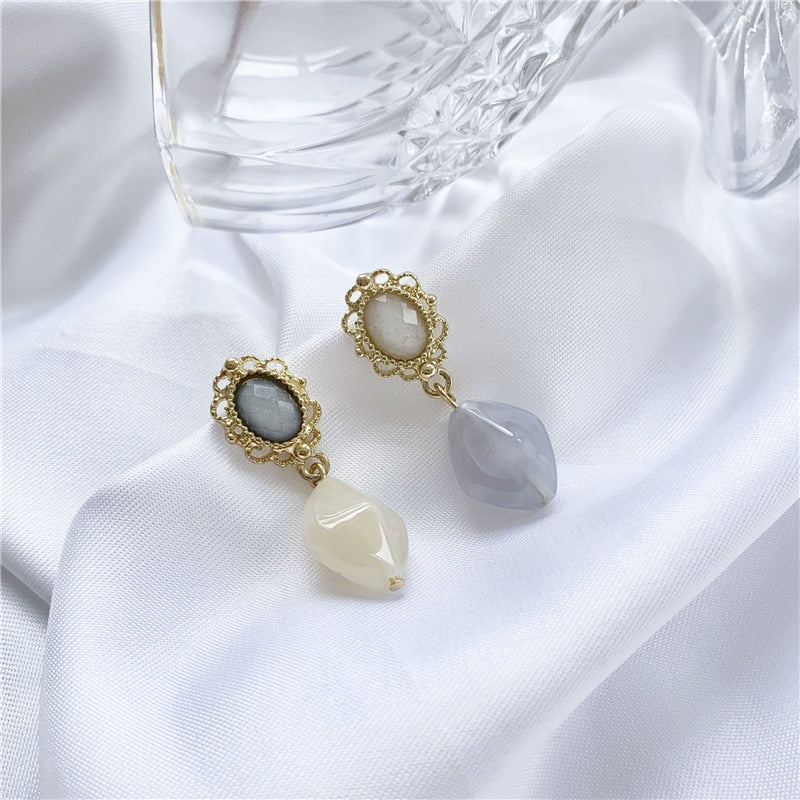 Vintage Pastel Stone Clip on Earrings