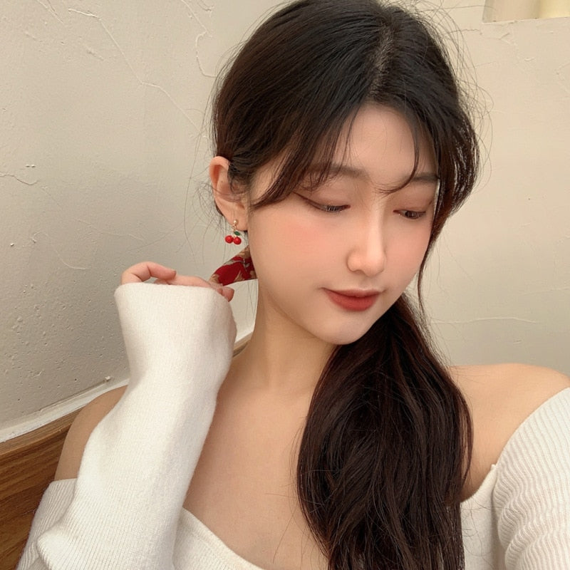 Red Cherry Clip on Earrings