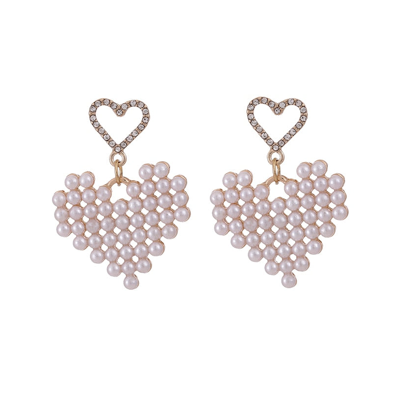Pearl Heart Clip on Earrings